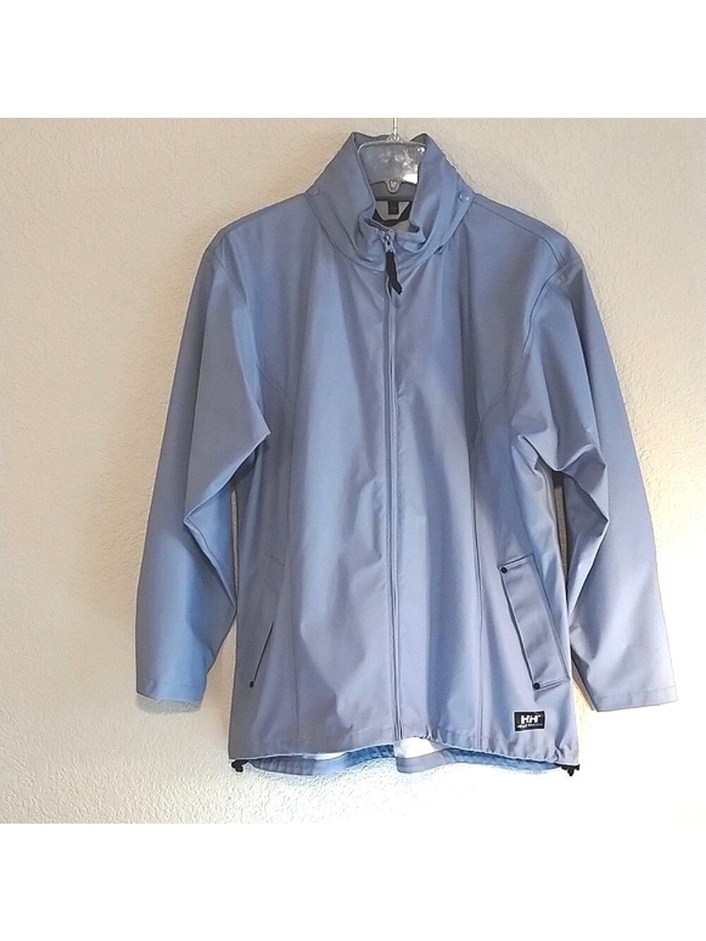 Helly Hansen Cornflower Hide-a-Hood Full Zip Pocketed Rain Jacket L